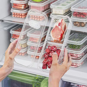 3 Slots Rectangle Transparent Storage Box Fruit Vegetable Food Fresh Keeping Kitchen Organizer
