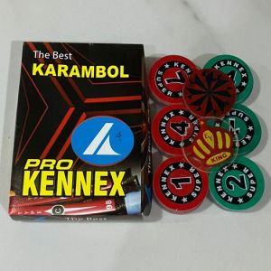Biji Karambol Tebal 4 mm Motif Pro Kennex / Random | koin krambol satu lapis original | 1 set buah kerambol 4mm | coin bola carambol | anak carrom games