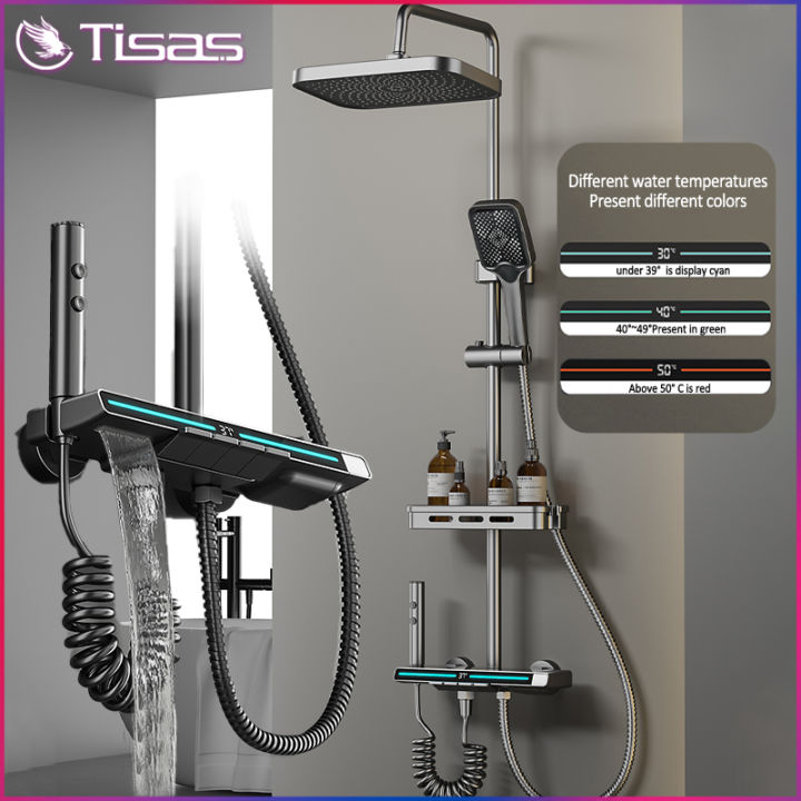 TISAS Stainless Steel Shower Set For Bathroom With Water Fall Hidden