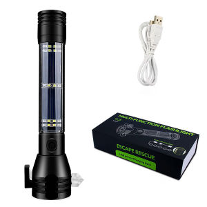 ODNUM car multi-function flashlight Four-in-one window breaker for car Emergency escape Bright flashlight Built-in lithium battery Mobile power supply Aviation aluminum alloy body IPX6 waterproof maintenance light Patrol lighting Solar mobile phone device