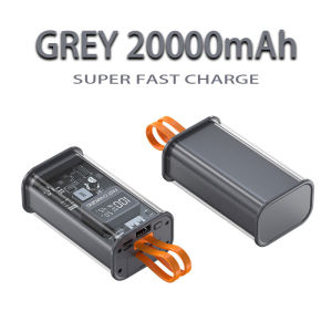 HOT 30000mAh Power Bank PD22.5W Super Fast Charging Portable Qc3.0 Flash Charge Powerbank Built-in Wire Mini Transparent Fast charge With Double Cable