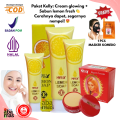 Promo Kelly Paket  wajah Glowing 3 IN 1 Cream kelly Pearl, Lemon soap Original  Halal, BPOM Gratis Masker/Spons Bedak. 