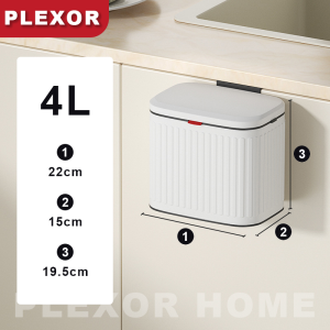 Plexor 4L/8L Kitchen Trash Can for Counter Top or Under Sink Stainless Steel Countertop Compost Bin with Removable Inner Bucket Striped Trash Bins Under Sink Trash Bin for Kitchen Bathroom Cabinet Mini Waste Bins