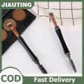 ❤❤❤Hot Sale JIAUTING Mini Dual Ended Makeup Brush Angle Eyebrow Eyeshadow Eyeliner Brush With Dust-proof Cover Contouring Eyes Blending Cosmetic Brushes. 