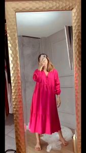 VICTORIA DRESS RUFFLE KANCING MATT RAYON TWILL