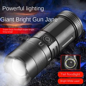 GALLOWAY ทรงพลัง ไฟฉายเลเซอร์สีขาว วัสดุพลาสติก ซูมแบบยืดหดได้ ไฟฉายแคมป์ปิ้ง แบบพกพา โหมดแสงสว่างหลายแบบ ไฟฉายซูมแบบยืดหดได้ แคมป์ปิ้งกลางแจ้ง