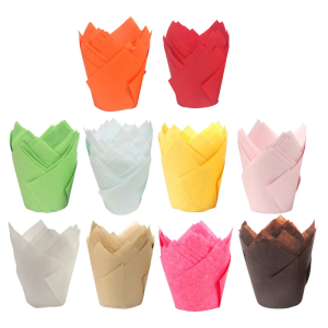 Gói của 50 Hoa Tulip miếng lót bánh cupcake chịu nhiệt khuôn bánh muffin chống dầu miếng lót bánh cupcake cho lò nướng và lò vi sóng sử dụng