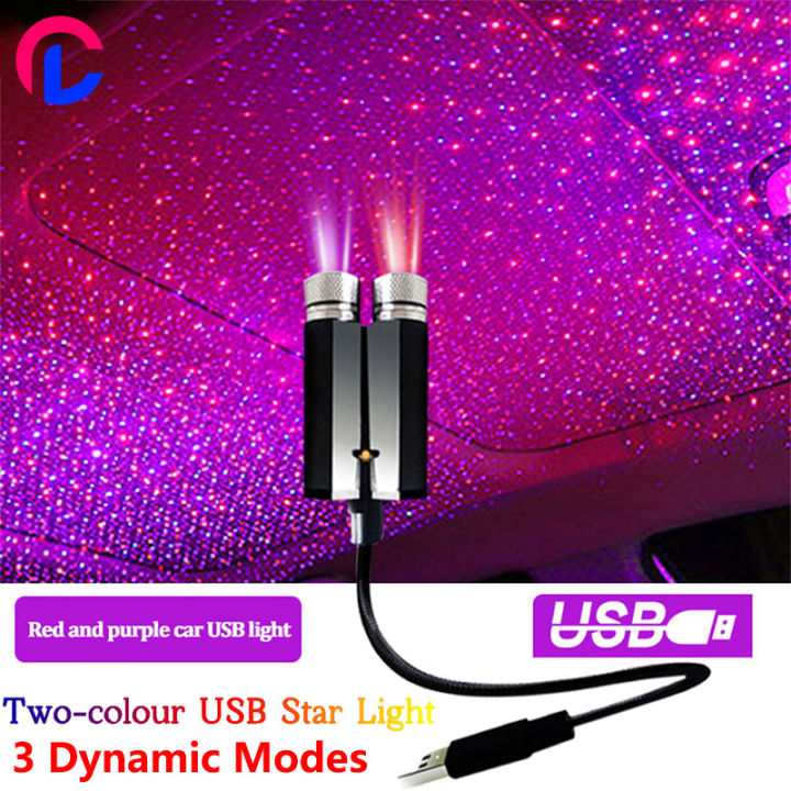 Car USB Interior Roof LED Star Light Atmosphere Starry Sky Night Projector  Lamp Accessories