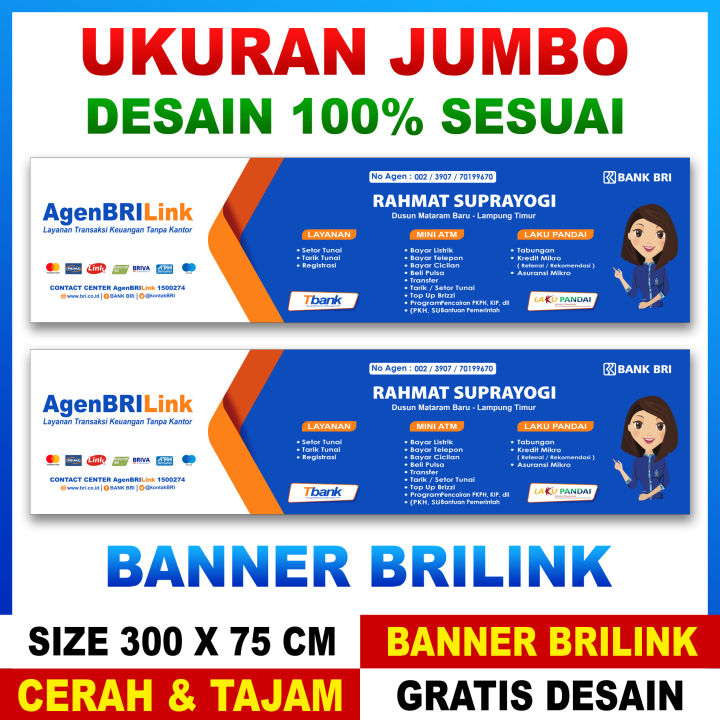 Banner Spanduk Agen Brilink Ukuran Jumbo 300 X 75 Cm Atm Bersama Lazada Indonesia 