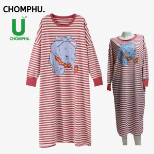 ชุดนอนกระโปรงผู้หญิงแขนยาว ลายการ์ตูน ชุดนอนญ Sleepwearชุดนอนผ้ายืด ขนาดใหญ่ ชุดลำลองใส่สบายผ้านุ่มถูกๆ2024