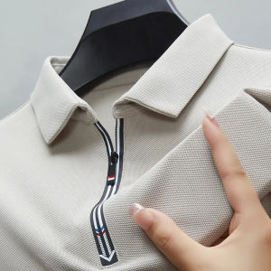 MenS High Quality POLO Blouses New Lapel ManS Short Sleeve Polo Shirt Fringe Ventilate Business Casual Zipper Male Polo Shirt M-4XL