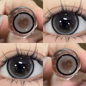 【60mlแถมให้ค่ะ】ขนาดมินิ Mini Size คอนแทคเลนส์สีเทา เลนส์แฟชั่นเรนเดอร์สีมาก Milk Peach Grey-14.0mm