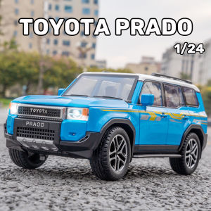 【RUM】1:24 Scale Toyota New Prado Alloy Car Model Light & Sound Effect Diecast Car Toys for Boys Birthday Gift Kids Toys Car Collection