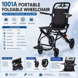 Hakimi portable folding wheelchair is a lightweight and portable travel wheelchair that can be used on airplanes