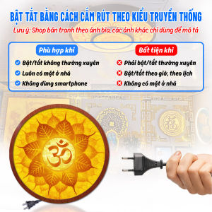 Đèn Thờ Hào Quang In Trúc Chỉ Lá Bồ Đề Chữ OM Trang Trí Phòng Thờ Bàn Thờ Gia Tiên Treo Tượng Phật TC-HQ-79