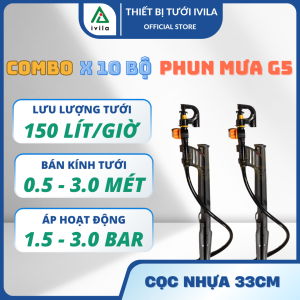 Combo 10 Bộ béc tưới phun mưa G5 kèm phụ kiện béc tưới cây G5 béc phun mưa tưới cây ăn quả rau màu Béc xoay tưới 360 độ