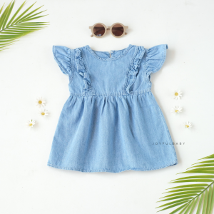 JOYFULBABY Dress Denim Anak Perempuan Ruffle
