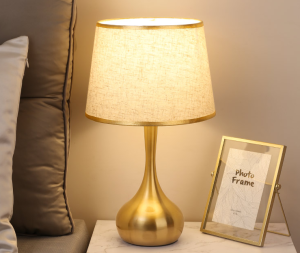American Household Metal Table Lamp Energy-saving Bedroom Bedside Lamp LED Study Desk Lamp Fixtures Modern Simple Home Living room Decoration -UK Plug