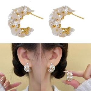 Flower Statement Earrings Modern Ear Woman Earrings Stylish Studs Earrings Alloy Texture for Various Occasion