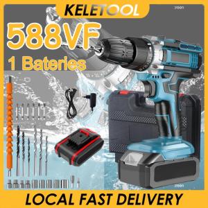 25 Torque Cordless Wireless Impact Hammer Drill Profesional Electric Screwdriver 2PCS Batteries DRILL WALL