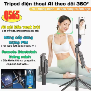 Gimbal AI Theo Dõi Tự Động 360 Tích Hợp Gậy Chụp Ảnh 4 Chân Kéo Dài 1.8m Có Đèn Led Nâng Cấp - Tripod Điện Thoại Tự Sướng Xoay Đa Năng Kiêm Chân Máy Ảnh Cho Điện Thoại Và Máy Ảnh - Gía Đỡ Điện Thoại Livestream Cầm Tay