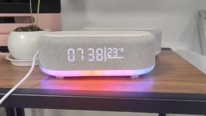 6 In 1 Wireless Clock Mini Bluetooth Speaker Multifunctional Wireless Charger Speaker Smart Charging Dock