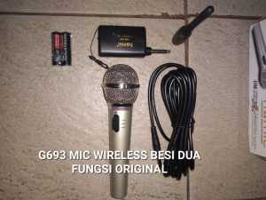 G693 ORI Microphone Single Wireless Karaoke Original metal BESI nyaman suara jernih Mic Mikropon Kab