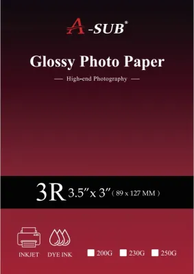 【3R/4R/5R Glossy】A-SUB Glossy Photo Paper 3R/4R/5R Fast Dry Photograph Printing for Inkjet Printers 100sheets 六寸照片纸