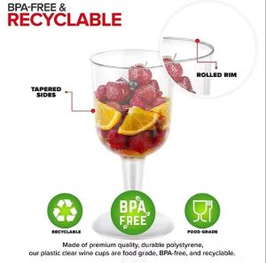 20pcs 1TWG2GLASS Plastic Disposable Recyclable Wine Glass Goblet Reusable Champagne Glass Dessert Cup Drinkware