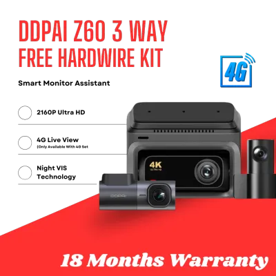 DDPAI Z60 Dual 4K Ultra HD GPS 3 Channel Front & Rear Super Capacitor Dash Cam with 4G Connectivity