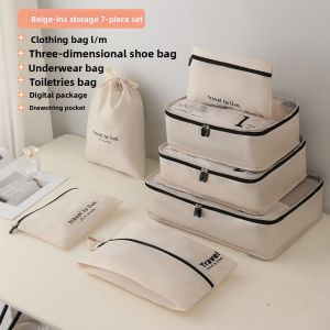 LETOY 7 in 1 Set Travel Compression Packing Cubes Bag Waterproof Wear-resistant Luggage Storage Bag Portable Thickened Travel Bag Travel