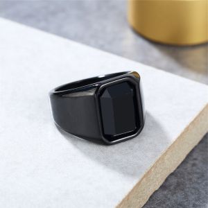 Cincin Ruby Dipoles Baja Titanium Hitam Klasik Perhiasan Fashion Pria Pernikahan Batu Permata Kristal Rings