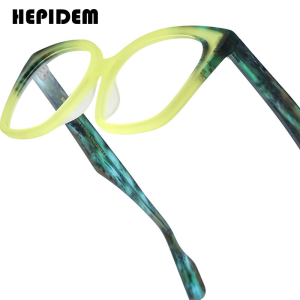 HEPIDEM Acetate Gọng kính phụ nữ 2025 New quá khổ gọng lớn Mắt Mèo Kính mắt nữ thời trang thương hiệu nổi tiếng thiết kế Cateye kính kính mắt cho mắt 9353