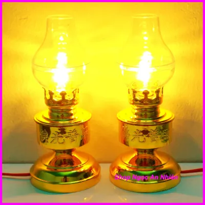 Cặp 2 Đèn thờ kiểu đèn dầu 1 cặp rất đẹp đèn thờ cúng đèn để ban thờ phật ông địa tổ tiên - Shop An Nhiên - chuyên đèn thờ các loại