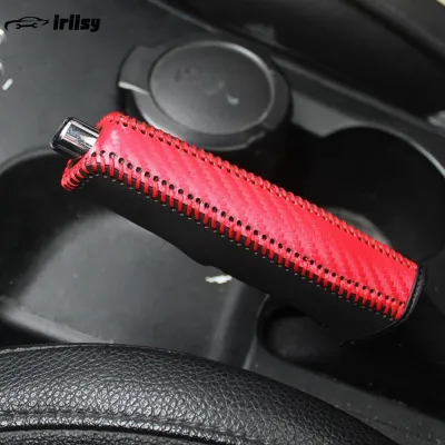 iriisy Universal Car PU Leather Gears Handbrake Cover Shift Lever Cover Collars Handbrake Cover Hand Brake Cover Anti-Skid Auto Parking Brake