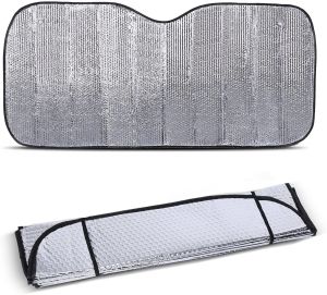 Car Front Foldable Windshield Sun Protector Dashboard Cover UV Rays Blocker Silver Protects Car Interior from Sun Damage