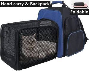 Pet Carrier Backpack Cat Dog Carrier Expandable with Breathable Mesh Dog Carriers for Small Dogs Pet Backpack for Dog Cat Travel Crate Hold Pets Up to 9.5kg