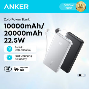 Anker Zolo Powerbank 10000/20000mAh 22.5W Fast Charging Power Bank with Built-in USB-C Cable A110E A110D