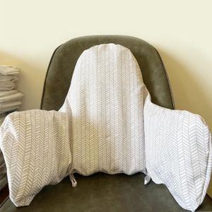 SUPERRR แบบพับได้ หมอนรองเก้าอี้สูงสำหรับเด็ก ผ้าสีพื้น ปั๊มลมในตัว หมอนเป่าลมสำหรับเด็กนั่ง แบบพกพา ฝึกนั่ง ปลอกหมอนเก้าอี้รับประทานอาหาร ที่นั่งเก้าอี้