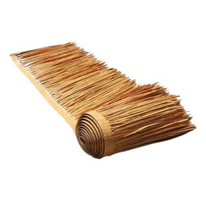 หลังคาหญ้าเทียม หญ้าเทียมพลาสติกรีด ฟางปลอม หลังคาหญ้าเทียม สารหน่วงไฟและกันน้ำ ตกแต่งจุดชมวิวลานหลังคา ทนทาน สําหรับสวน ระเบียง/ม้วนหญ้าเทียม ป้องกันการเน่าและป้องกันไฟ 50*300ซม.