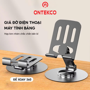 Giá đỡ điện thoại kim loại để bàn ONTEKCO Kệ Để Điện Thoại Hỗ Trợ Học Tập - Gấp đa năng có thể xoay 360 độ