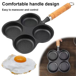 Non Stick Egg Frying Pan with 4 Holes for Breakfast and Burger Making Durable Non Stick Coating Kitchen Cookware