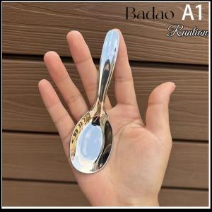 Badao Stainless Steel Round Spoon Net Red Golden Dinner Long Handle Stirring Dessert Spoons For Kitchen Accessories Gadgets
