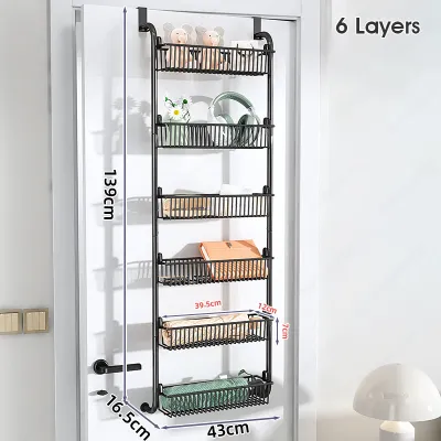 ODOROKU Over the Door Hanging Basket Organizer Shower Caddy 4/6 Tiers Door Organizer Suction Cup Pantry Organizer Storage Hanging Spice Rack for Kitchen Bathroom Bedroom