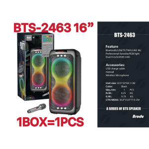 BTS-2463 Dual 8 inch RGB light Portable party speaker 4500mah with powerful sound Equipped speaker bluetooth with mic BTS KTS