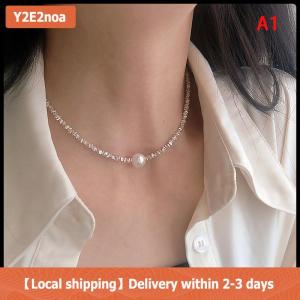 【Local shipping】 Fashion Clavicle Chain Broken Silver Irregular Pearl Necklace Bracelet for Women Wedding Party Birthday Vintage Jewelry Gifts
