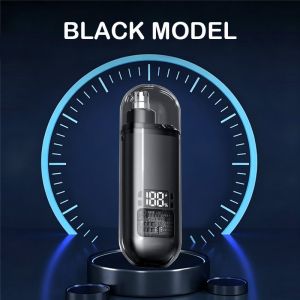 Portable Nose Hair Trimmer LED Power Display Rechargeable Double Edge Blade Waterproof Washable Ear Facial Hair Remover for Travel Daily Use