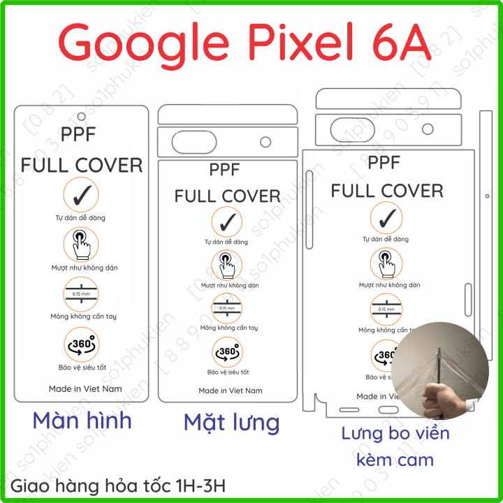 Dán PPF Google Pixel 6/ 6a loại trong, nhám, vân da cá sấu dành cho màn hình, mặt lưng, full viền