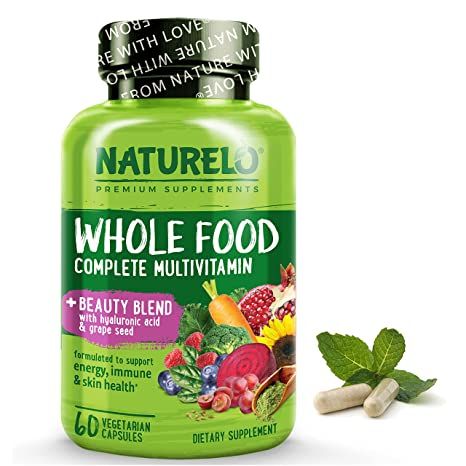glutathione pills whole foods NATURELO Food Multivitamin with Extra Hair, Skin and Nails Support – Beauty Blend with Hyaluronic Acid & Grape Seed - High Potency Biotin , Vitamin C , and - 60 Vegan Capsules Amount:5mg Gluta White, Glutathione and Antioxidant Support