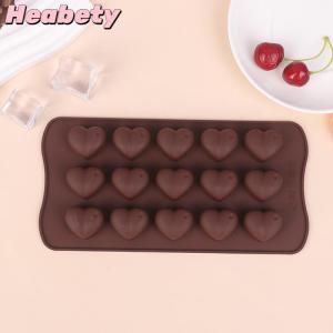Heabety 1Pc 15 Hole Three-dimensional Heart-shaped Silicone Mold DIY Chocolate Ice Grid Mousse Mold Soft Candy Baking Mold